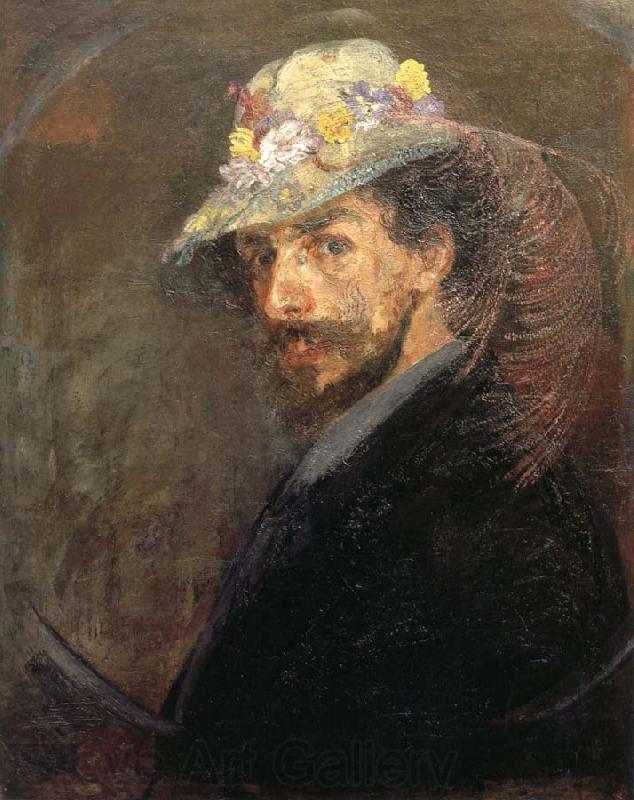James Ensor Self-Portrait with Flowered Hat France oil painting art